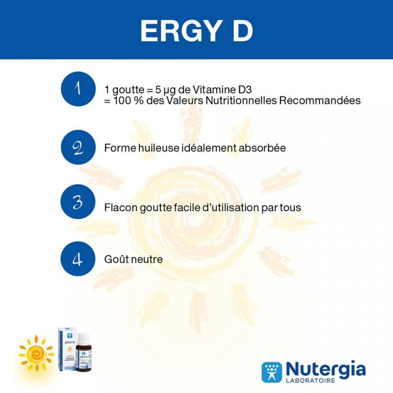 Ergy D Plus 15ML NUTERGIA - Complément alimentaire à base de Vitamine D3 -  Lot de 2 Flacons (2)