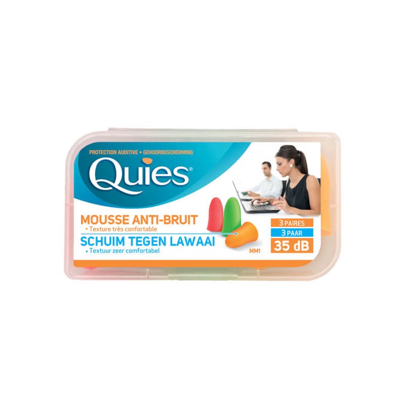 Protection Auditive Quies Foam Earplugs 35dB Pack of 3 x 6 Pairs by Quies 