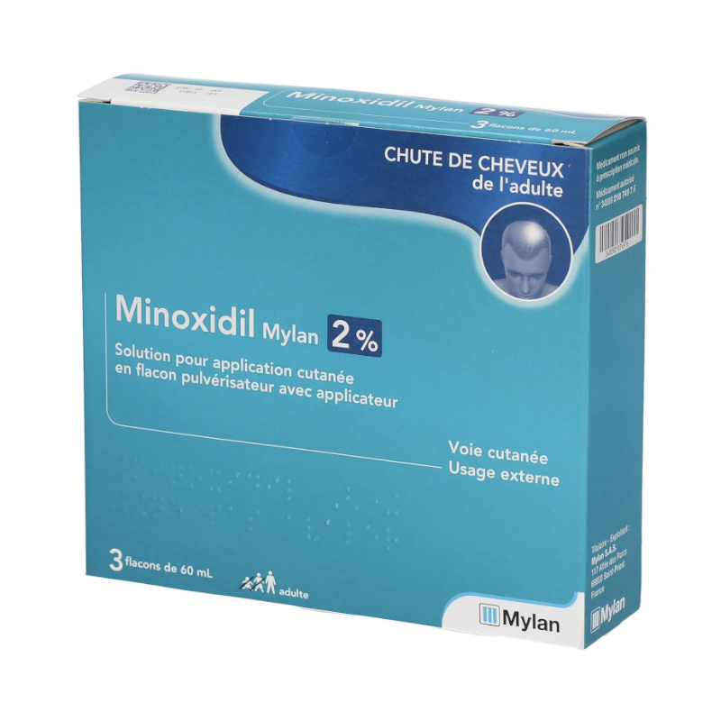 Minoxidil 2% chute de cheveux 3x60ml - VIATRIS