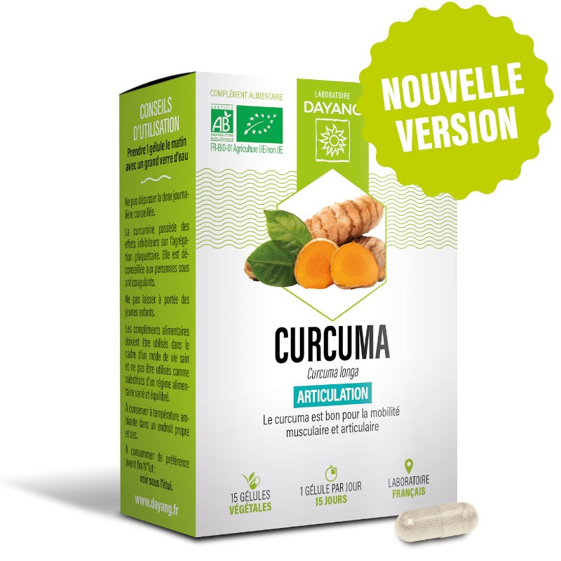 45 gélules au Curcuma d'Inde Bio  Compléments Alimentaires pour la  Souplesse Articulaire
