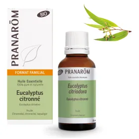 Huile essentielle Eucalyptus citronné BIO FORMAT FAMILIAL 30 ml PRANAROM