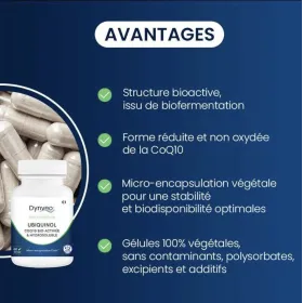 Coenzyme Q10 Ubiquinol 100 mg Activée et hydrosoluble 60 gélules DYNVEO