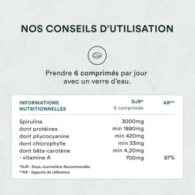 Spiruline BIO titrée 16% 500 comprimés NOVOMA