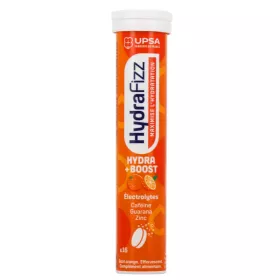 UPSA HydraFizz : HYDRA + BOOST goût orange - 16 comprimés effervescents