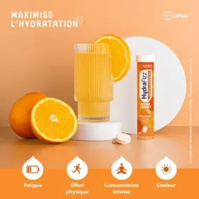 HydraFizz : HYDRA + BOOST goût orange - 16 comprimés effervescents